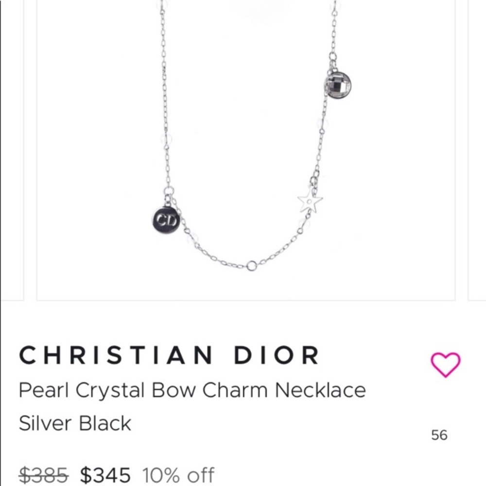 Dior Silver Tone Logo Bow Necklace - Picture 3 of 3